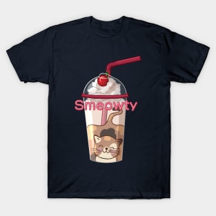 Smeowty Cat Smoothie Pun T-Shirt